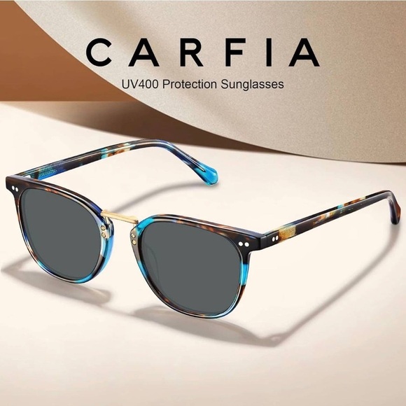 ✨ Carfia Polarized Sunglasses – Unisex – Tortoise / Blue Accents - Picture 5 of 14